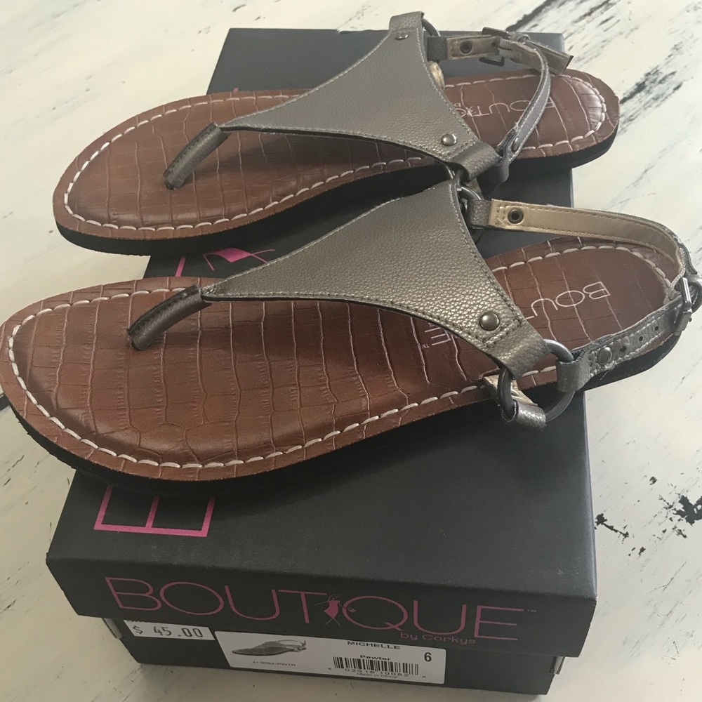 Pewter “Michelle” sandal by Corky’s Size 6